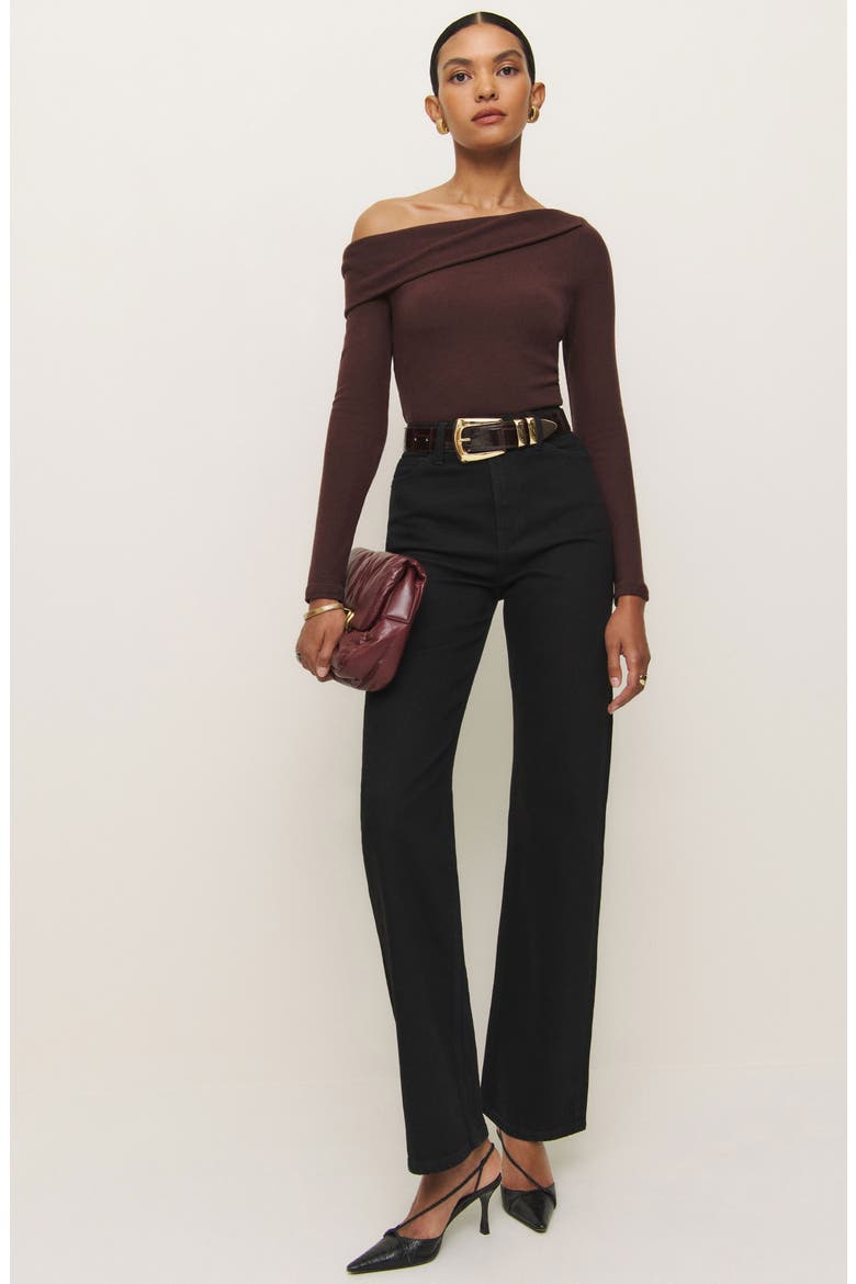 Elio Off the Shoulder Knit Top, Alternate, color, MAHOGANY