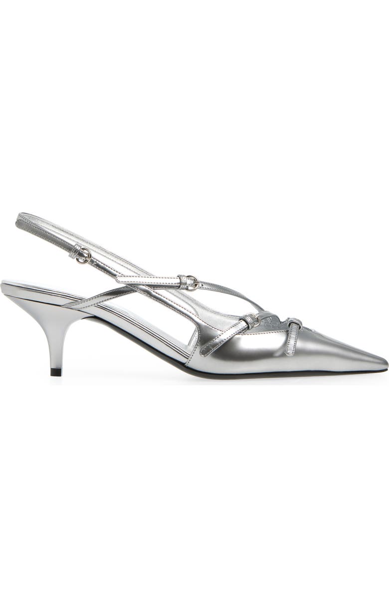 Miu Miu Show Buckle Slingback Pump, Alternate, color, Argento