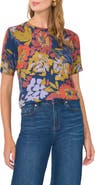 Vince Camuto Floral Short Sleeve Sweater