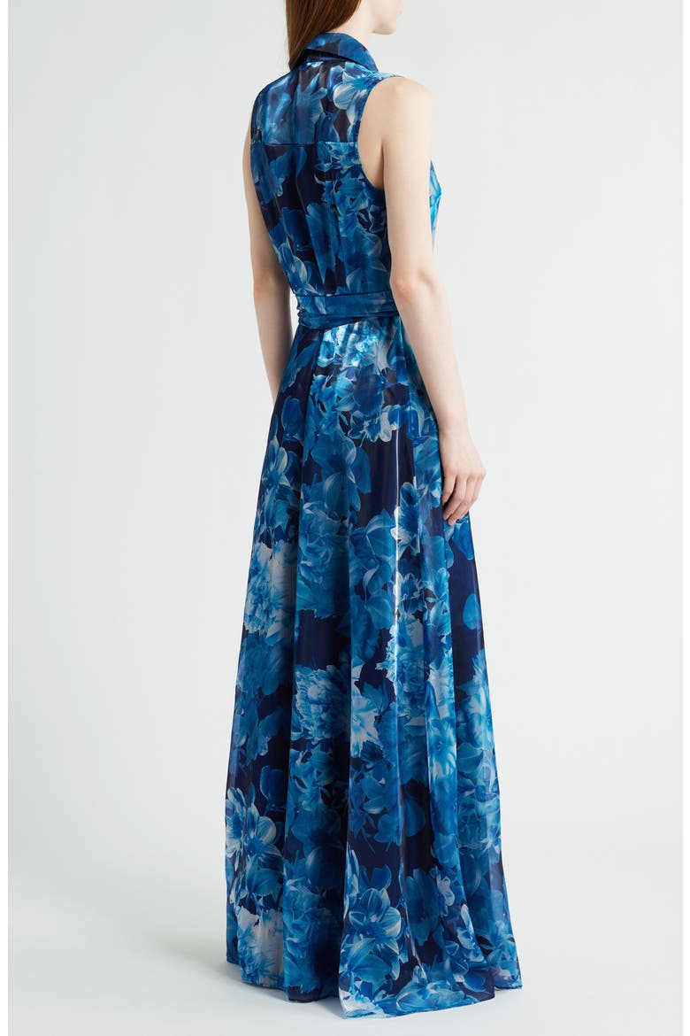 Floral Sleeveless Organza Gown, Alternate, color, BLUE MULTI