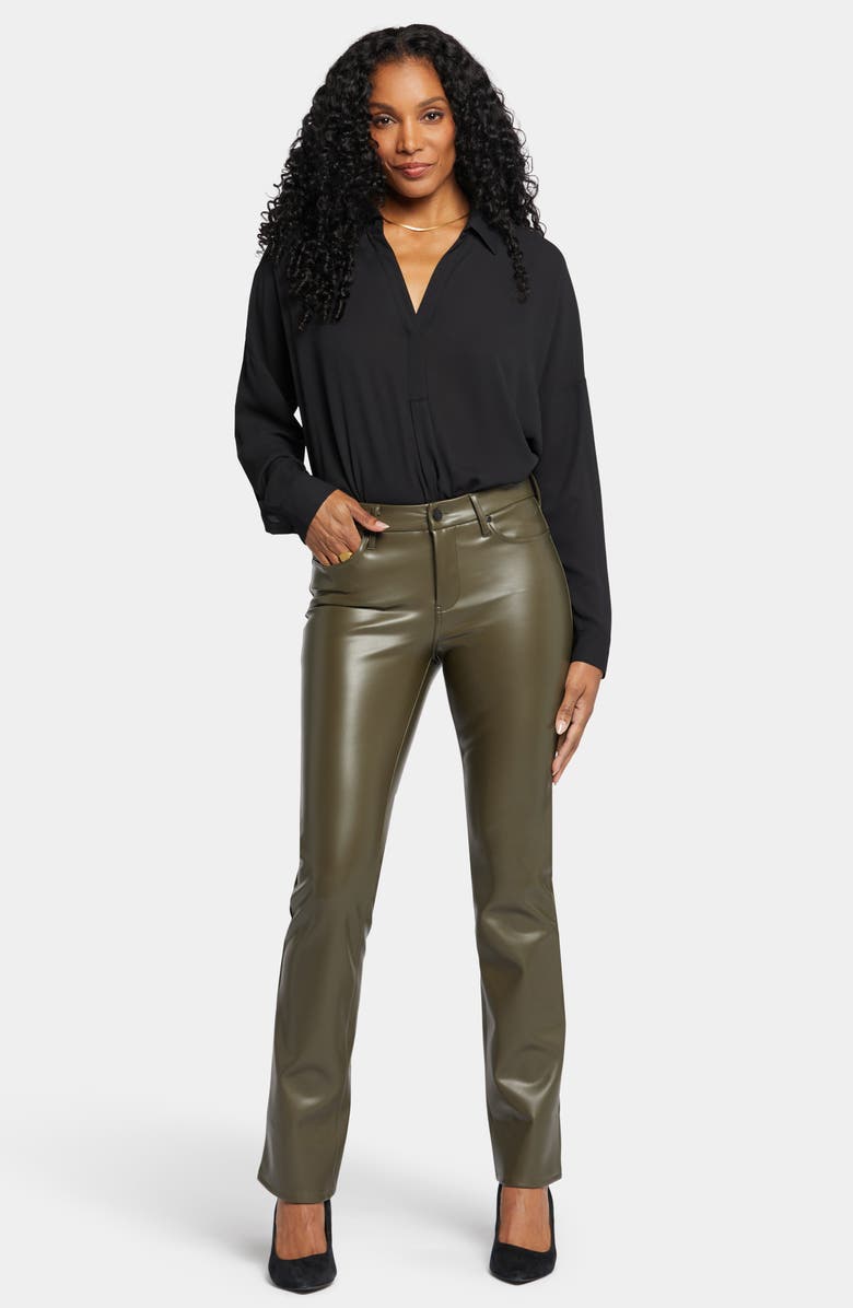 NYDJ Marilyn Faux Leather Straight Leg Pants, Alternate, color, Ripe Olive