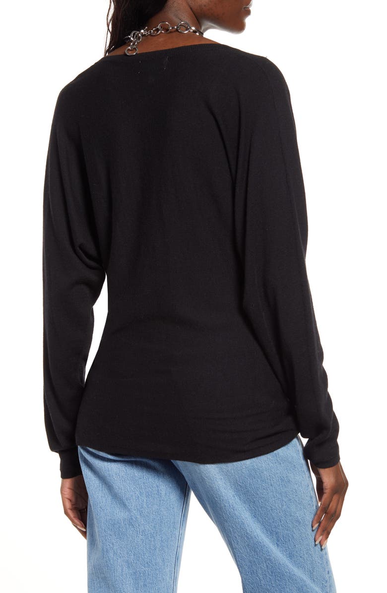 Open Edit Semisheer V-Neck Dolman Sleeve Sweater, Alternate, color, 