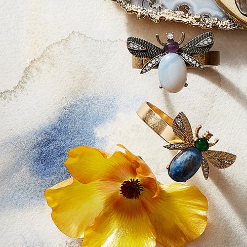 Joanna Buchanan Etched Wing Bug Skinny Napkin Rings, Set Of Four In Gold