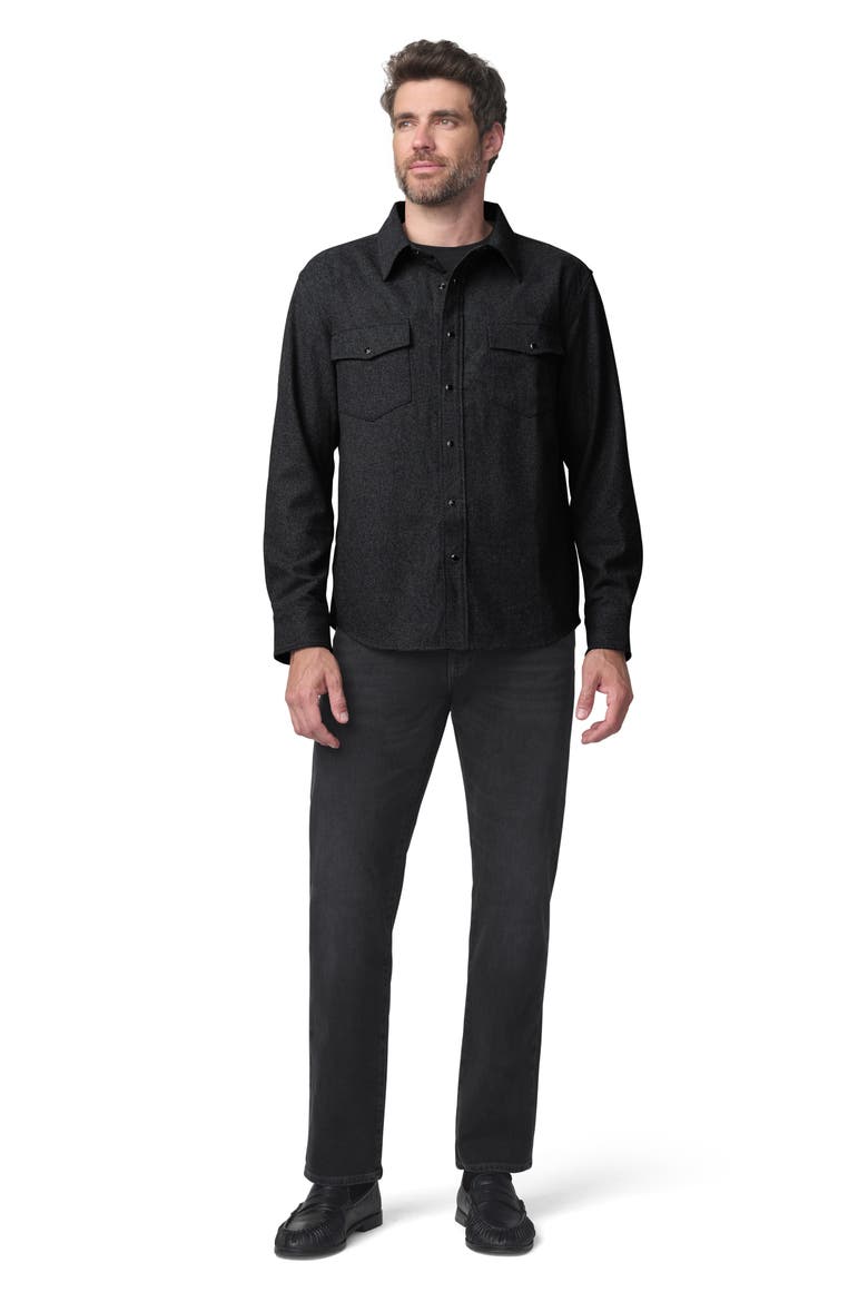 Double Pocket Western Flannel Shirt Jacket, Alternate, color, CHARCOAL GREY