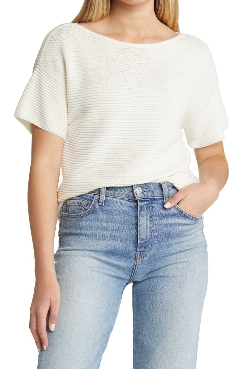 Tommy Bahama Bonita Rib Sequin Short Sleeve Sweater, Main, color, 