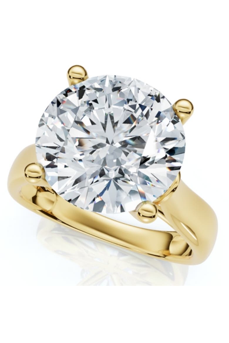 Certified 4 1/3Ct Round Diamond Engagement Ring With Accents 14k Gold Lab Grown, Main, color, 14k Yellow Gold