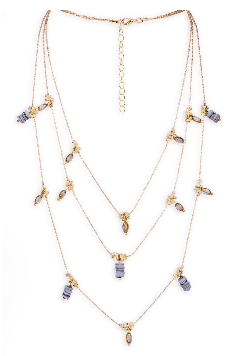 Colorful Bead Charm Layered Necklace, Main, color, DARK BLUE