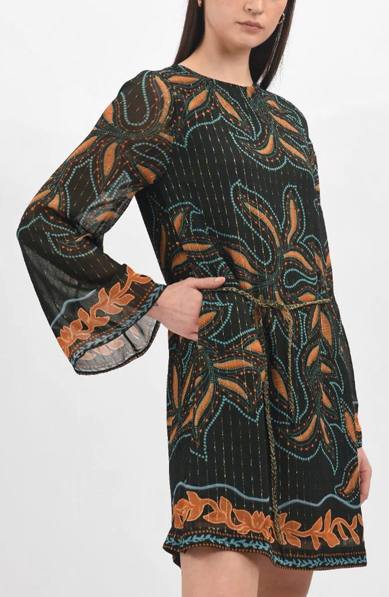 Celina Moon Sia Long Sleeve Minidress, Alternate, color, Autumn Tropics