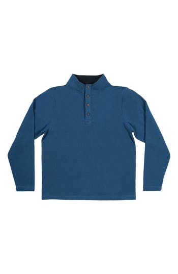 Burnside Jacquard Henley Sweatshirt In Blue