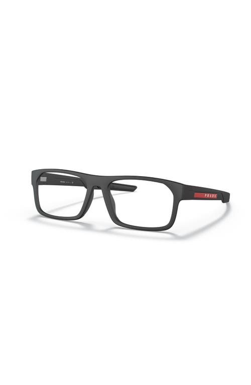Prada Linea Rossa 57mm Rectangle Optical Glasses In Black