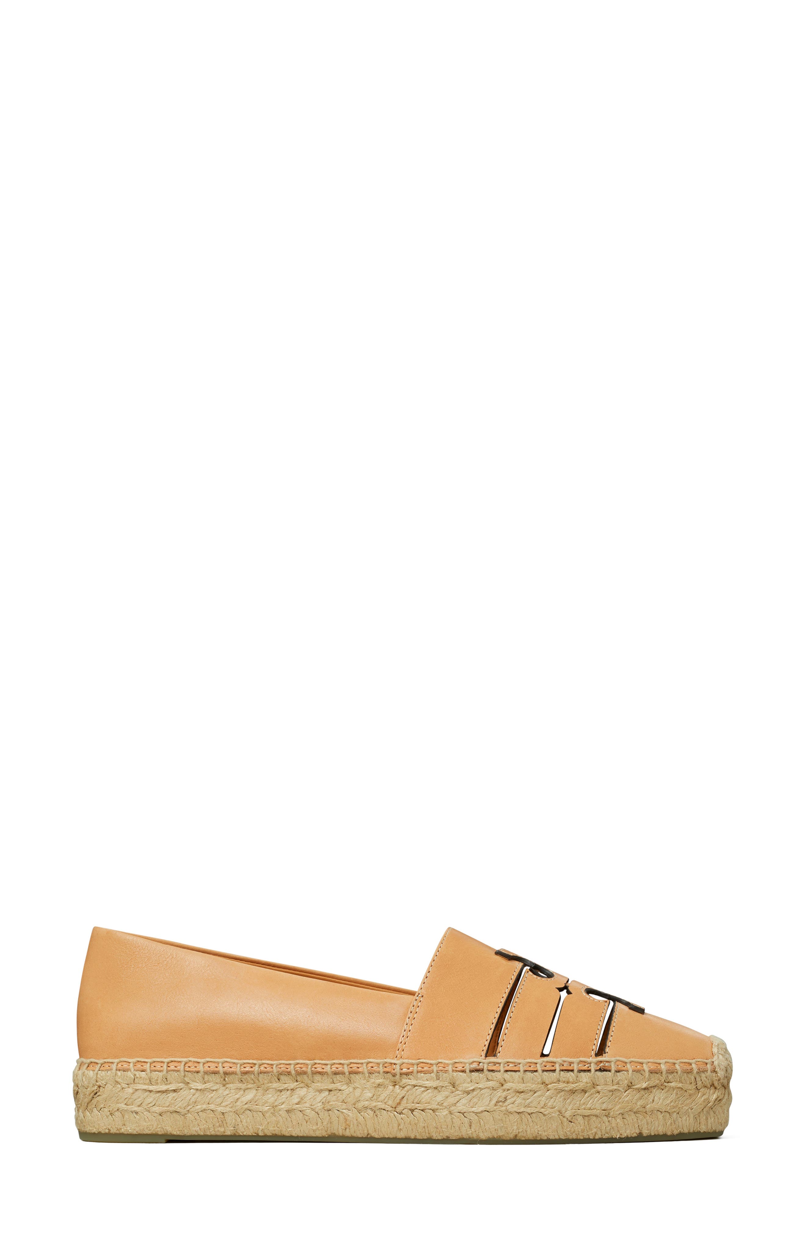 Laser Cut Leather Platform Espadrille, Alternate, color, CAMELLO