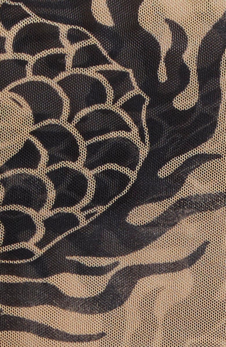 L'AGENCE Peonie Off the Shoulder Bodysuit, Alternate, color, Beige/ Black Dragon Tattoo