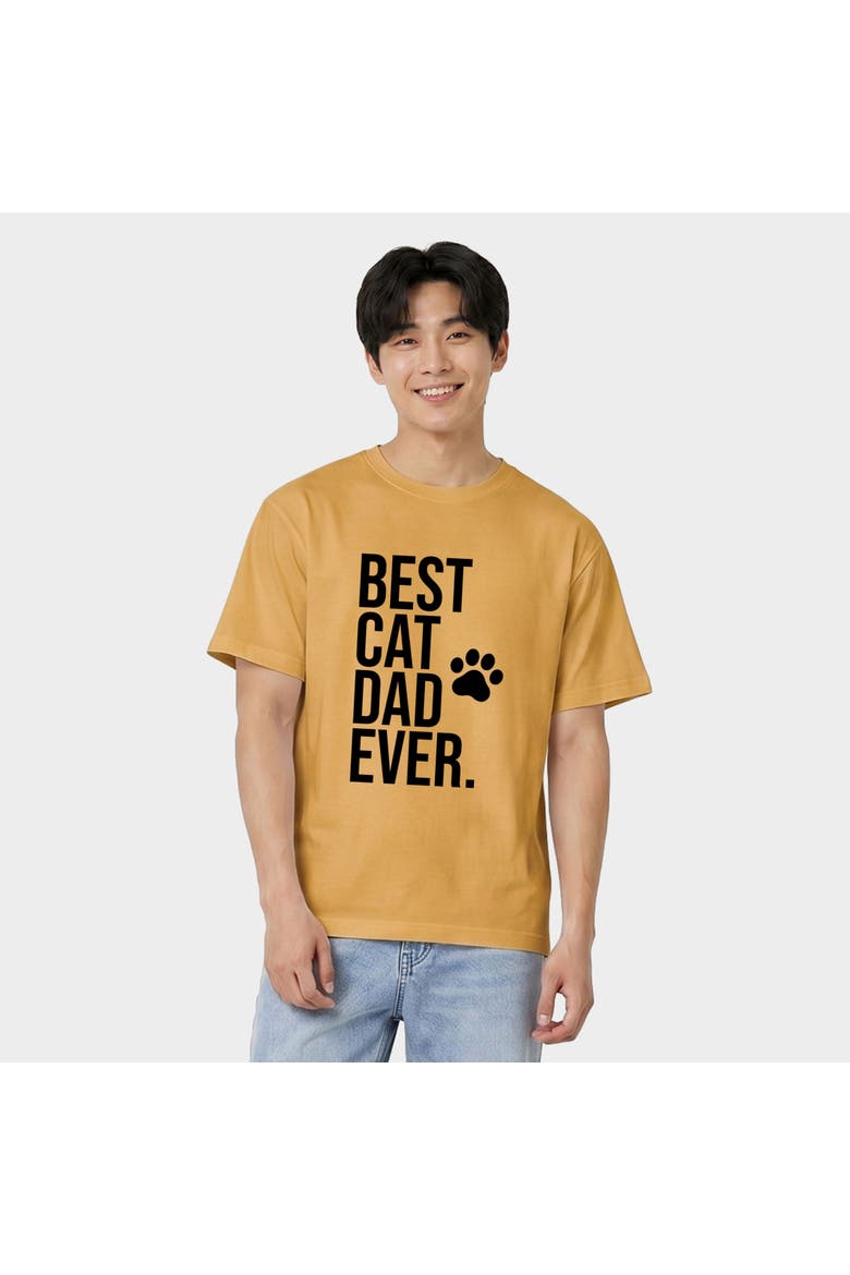 Best Cat Dad Ever Paw Garment Dyed T-Shirt, Alternate, color, Mustard