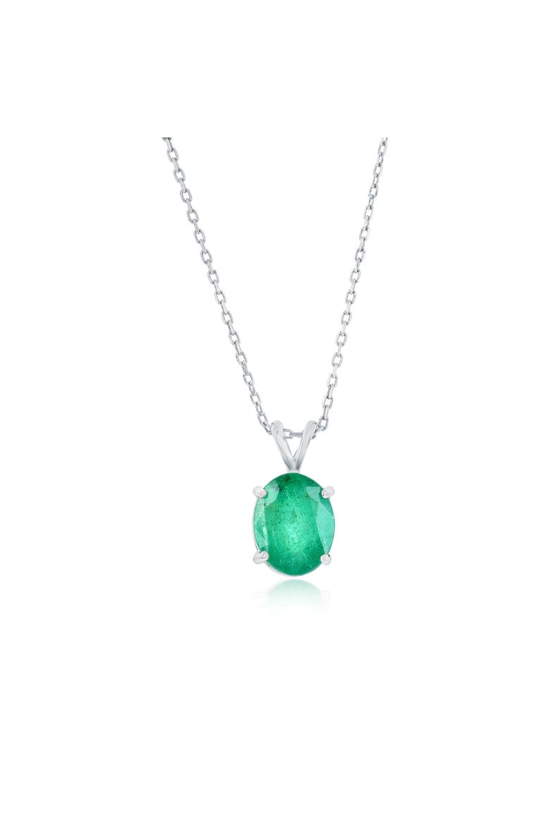 14K Gold Emerald Pendant Necklace, Main, color, Green