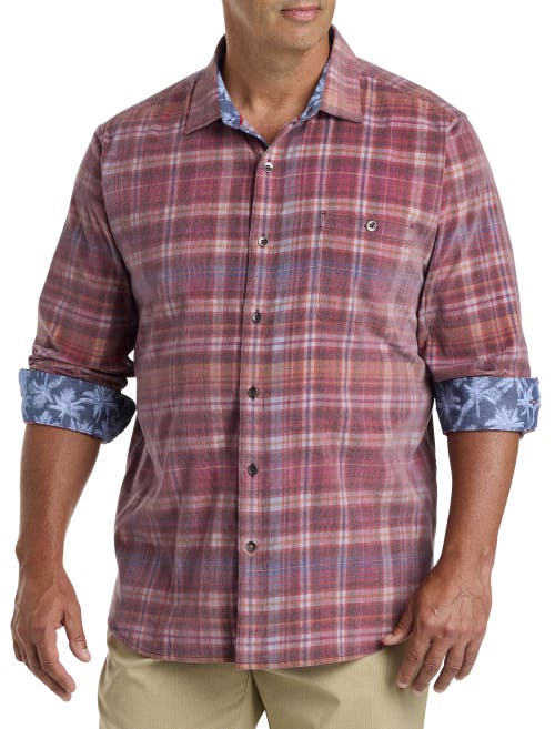 Tommy Bahama Coastline Cord Harbor Check Sport Shirt In Aged Claret
