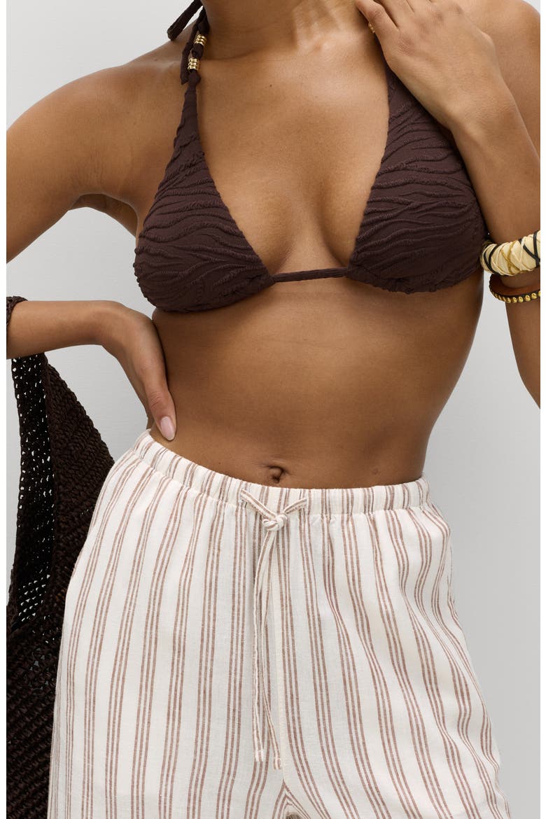 Wide Leg Linen Blend Pants, Alternate, color, BROWN/ MULTI