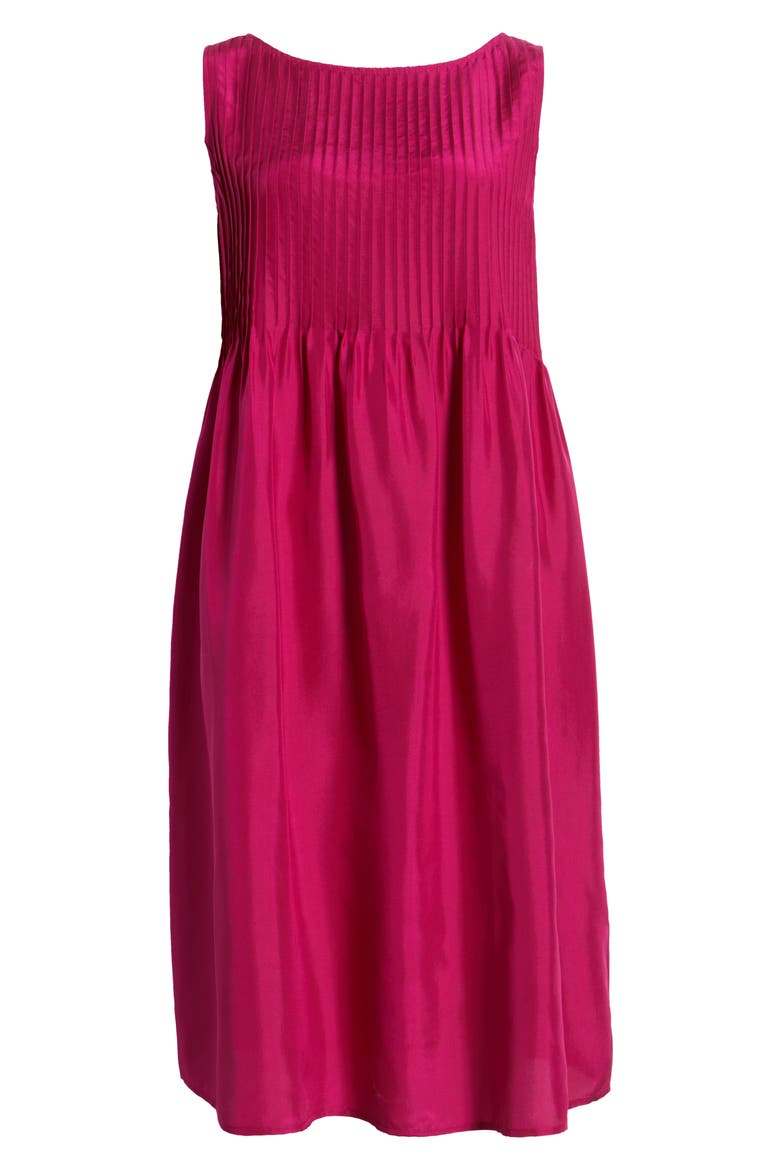 Pleated Silk Dress, Alternate, color, SANGRIA