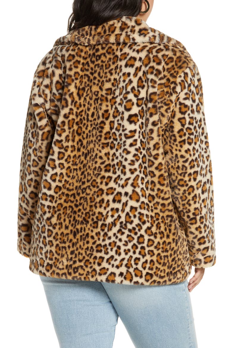 Leopard Print Faux Fur Coat, Alternate, color, LEOPARD