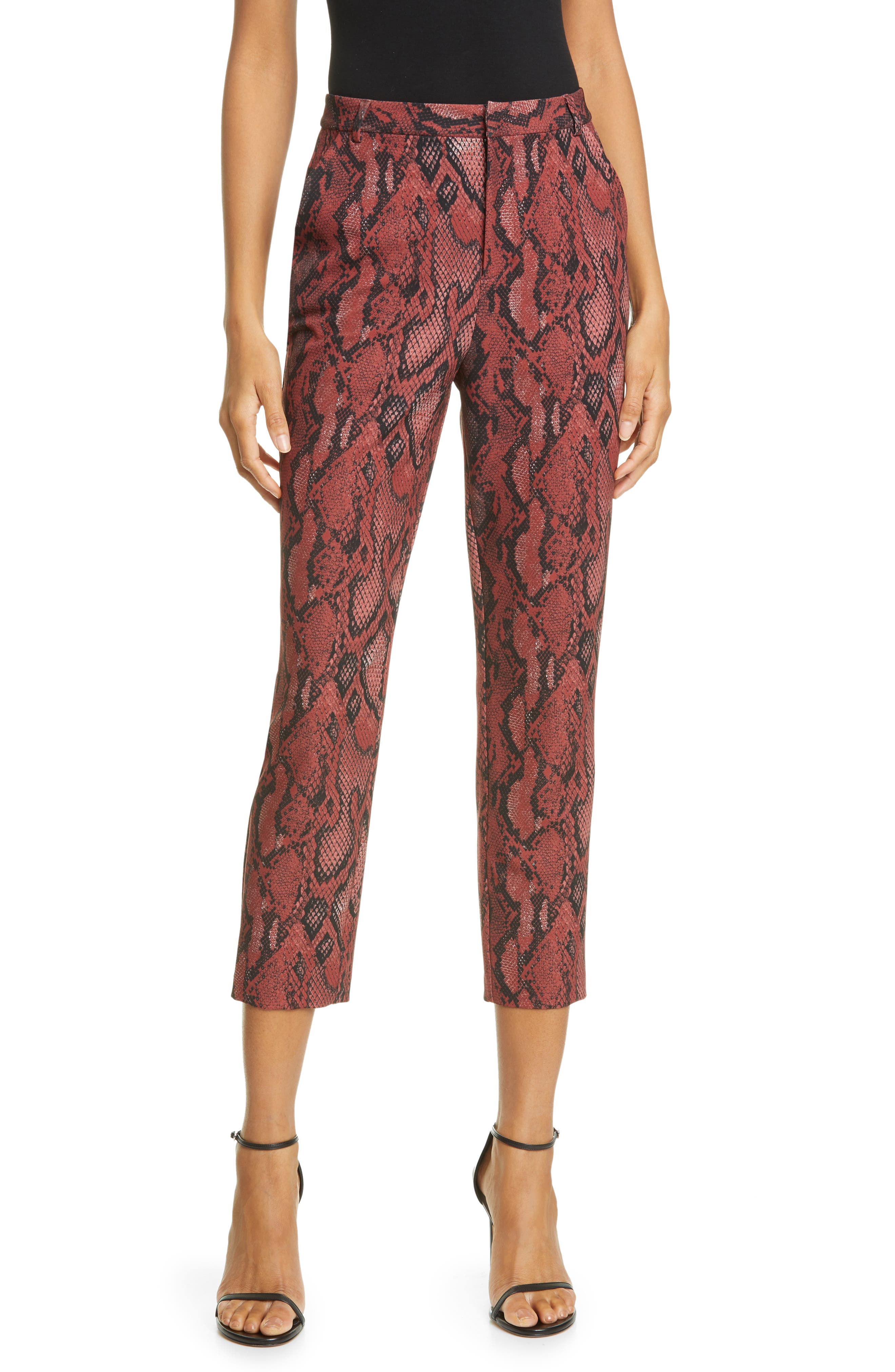 L'AGENCE Ludivine Snake Print Crop Trousers (Women) | Nordstromrack
