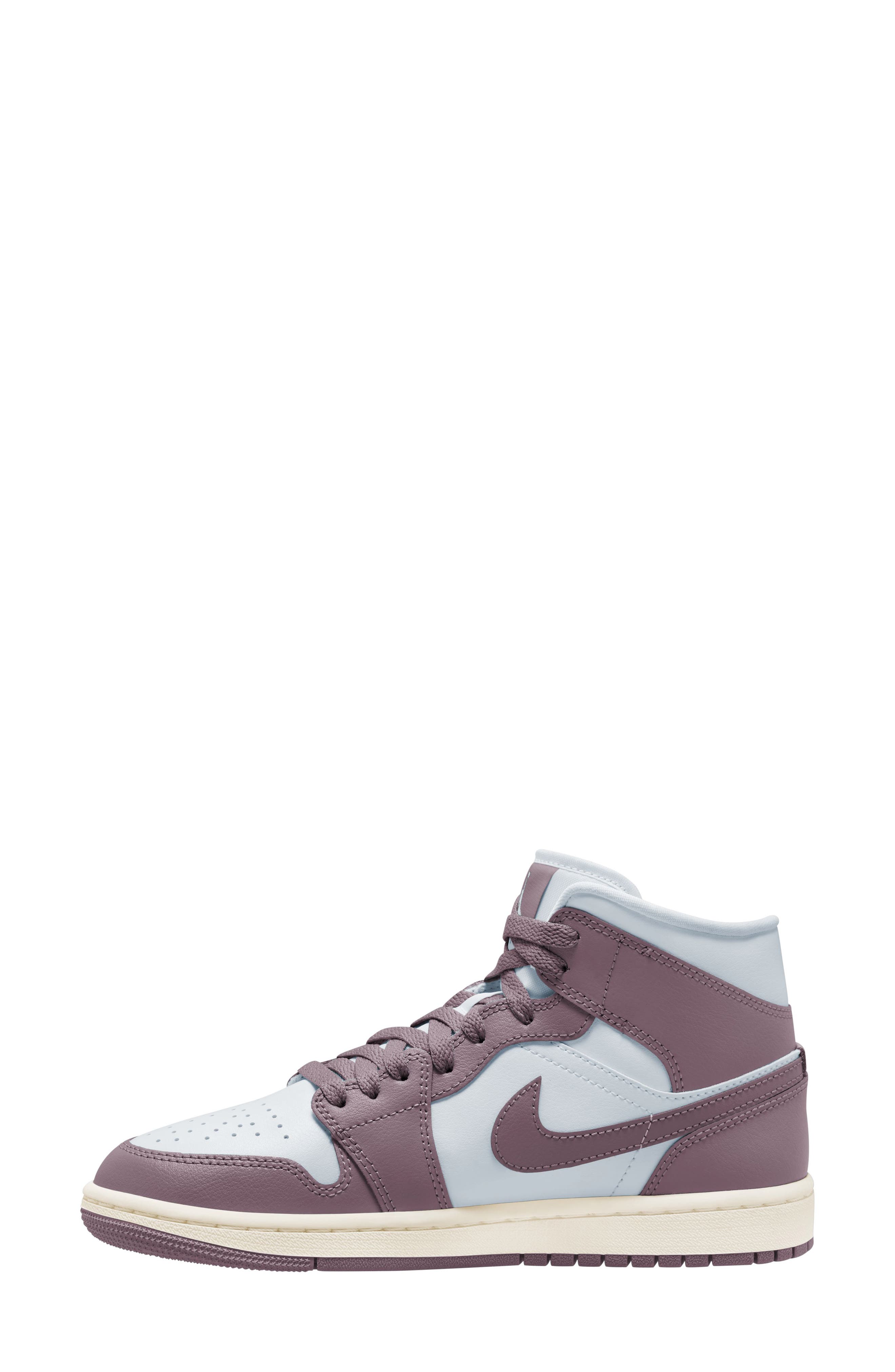 Air Jordan 1 Mid Sneaker, Alternate, color, PURE PLATINUM/ SKY MAUVE/ SAIL