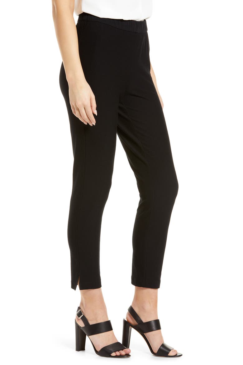 Studio Pull-On Crepe Pants, Alternate, color, BLACK