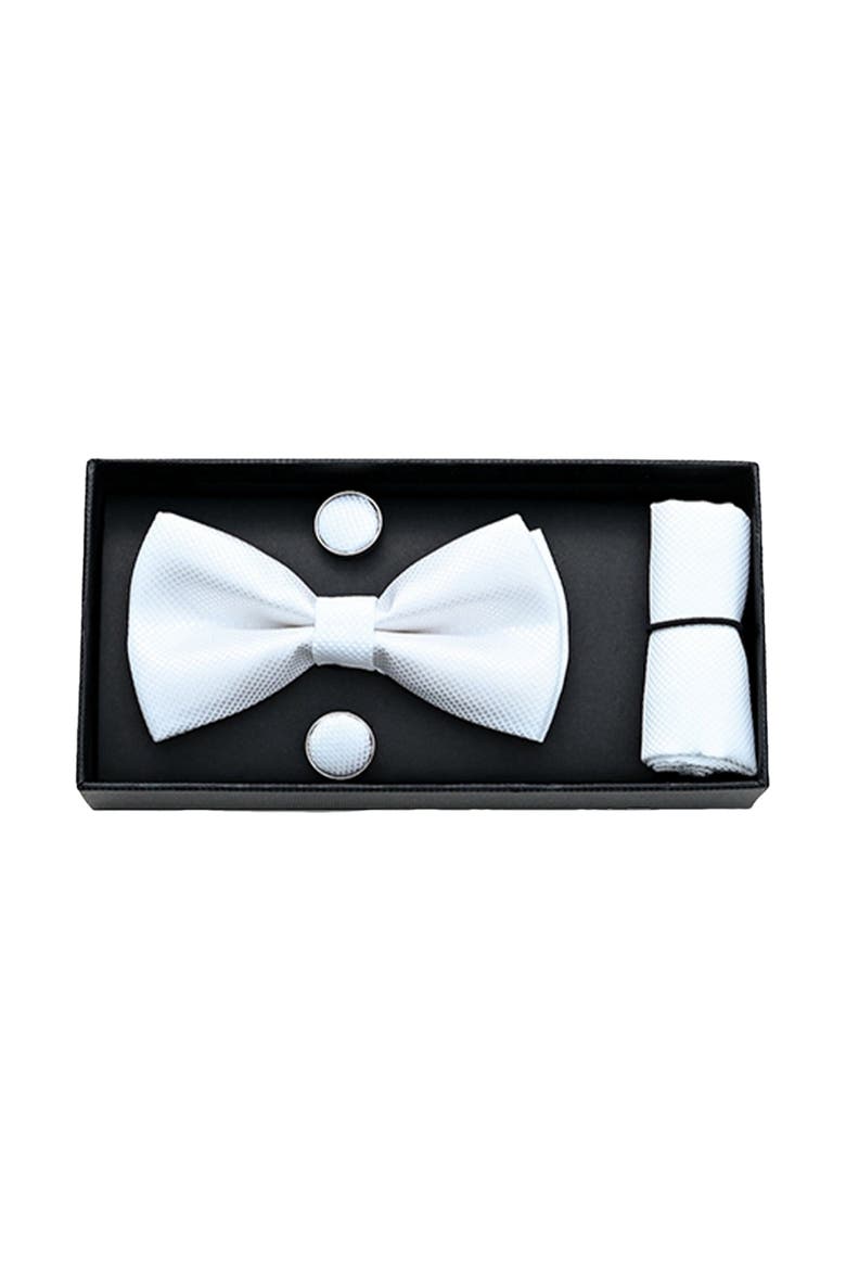 Crosshatch Bow Tie Set, Main, color, White