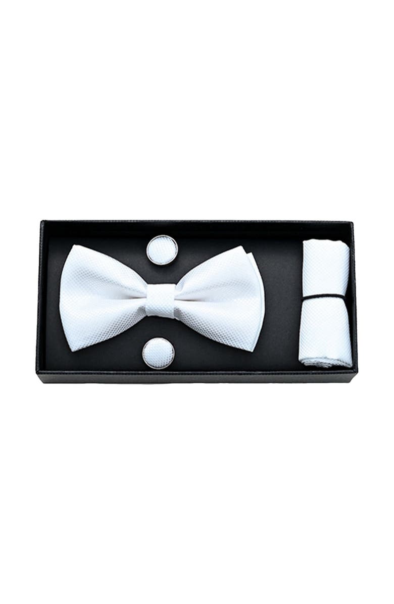 MOUSTACHE Crosshatch Bow Tie Set, Main, color, White