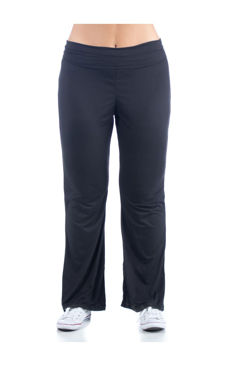 24seven Comfort Apparel Bell Bottom Foldover Waist Sweatpants, Main, color, Black