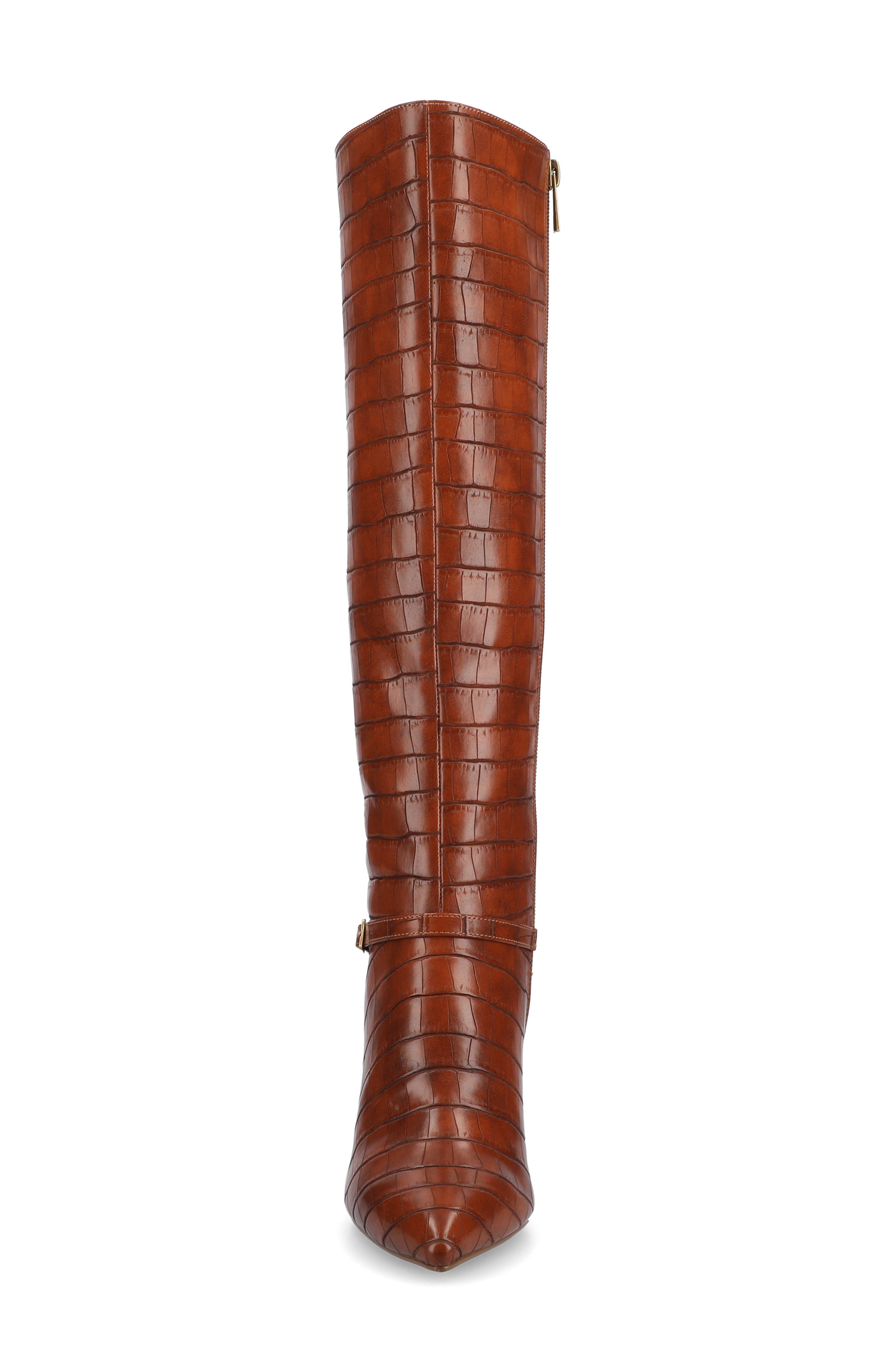 Elara Tall Boot, Alternate, color, COGNAC CROCODILE