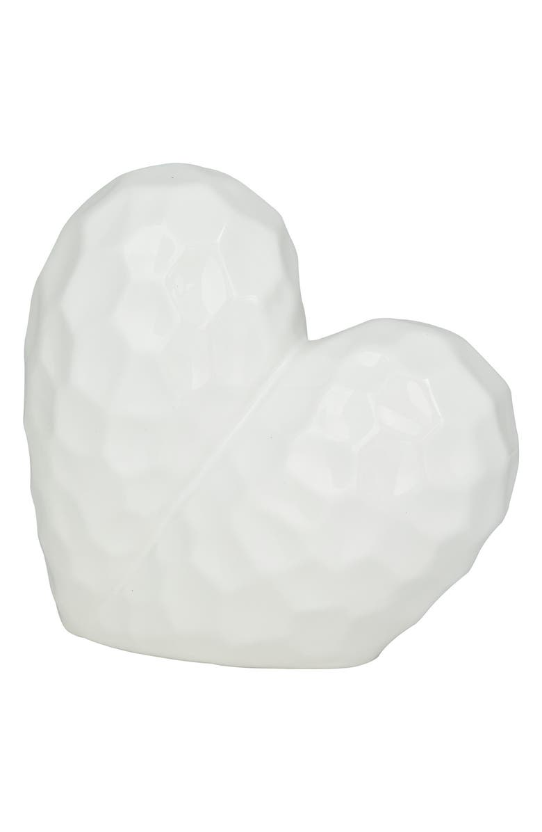 WILLOW ROW White Porcelain Heart Sculpture, Main, color, White