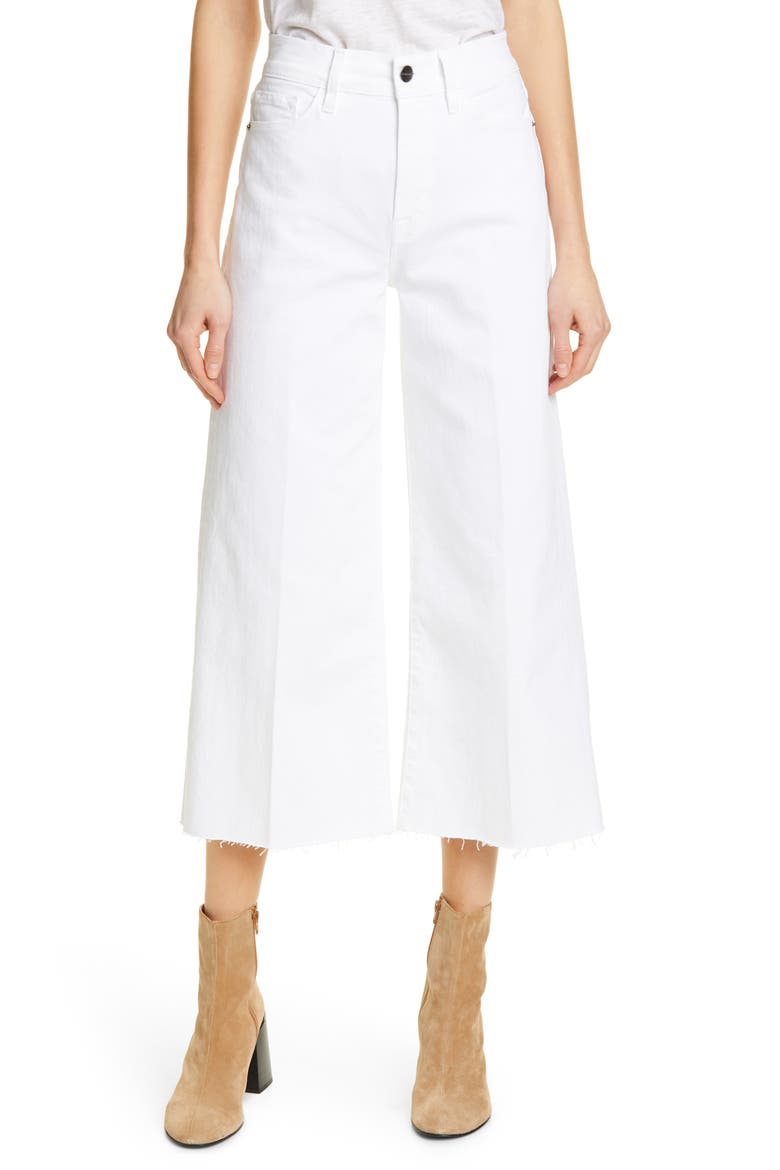 High Waist Crop Wide Leg Jeans, Main, color, BLANC