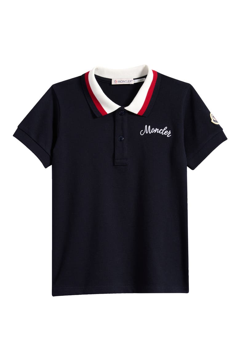 Kids' Tricolor Stretch Cotton Polo, Main, color, NAVY