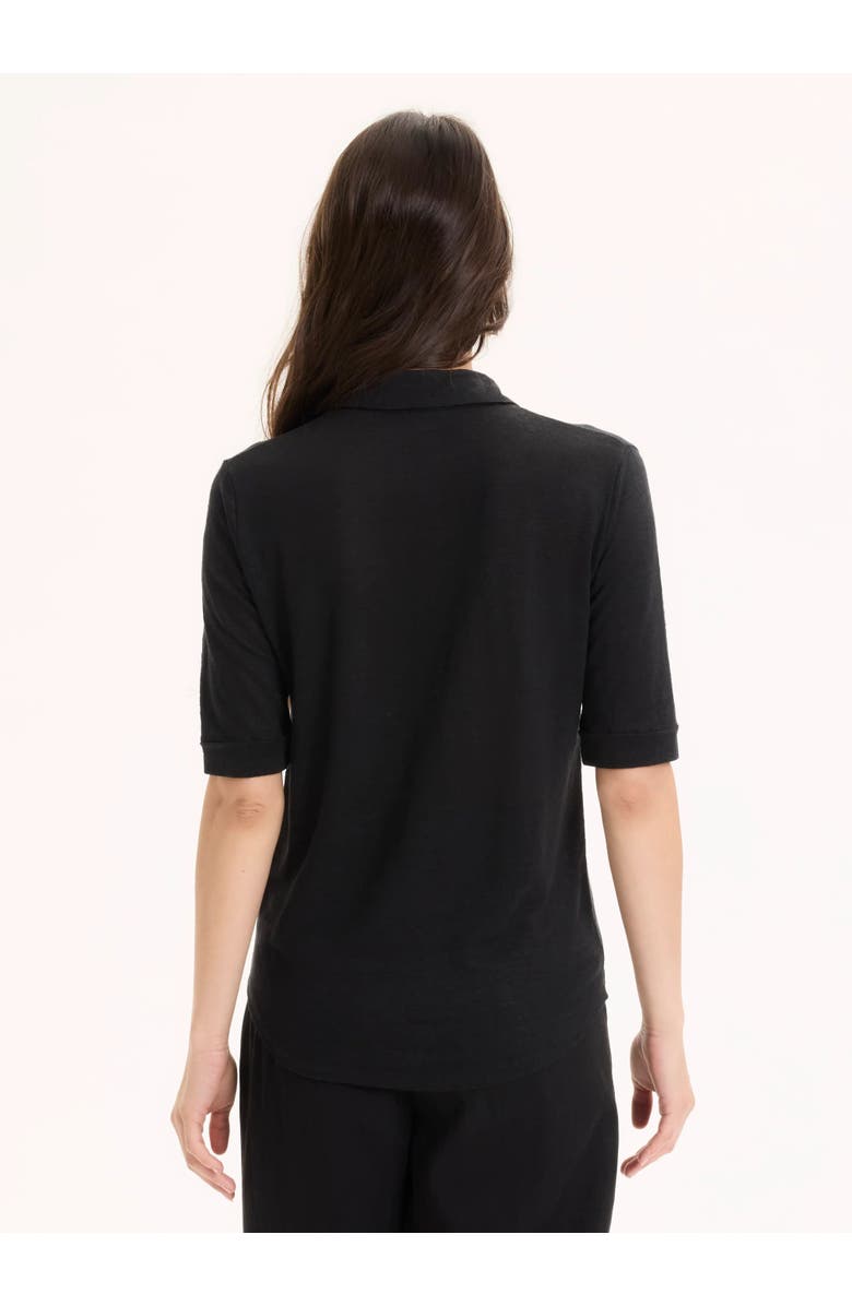 Majestic Filatures Stretch Linen 3/4 Sleeve Pocket Shirt, Alternate, color, Noir