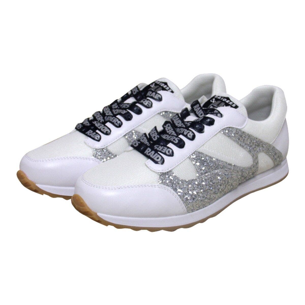 CUCE Women
s Cuce  White Las Vegas Raiders Glitter Sneakers, Main, color, White