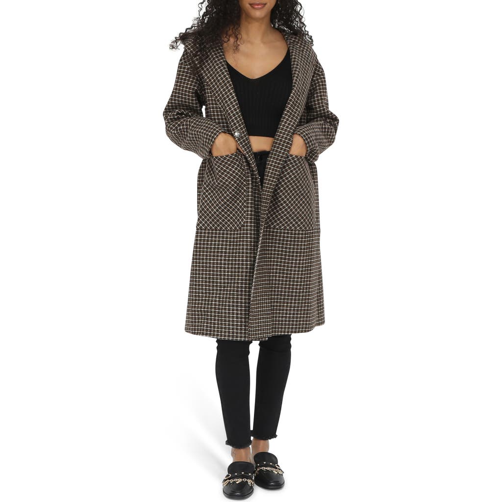 Belle & Bloom Walk This Way Oversized Coat In Camel Check