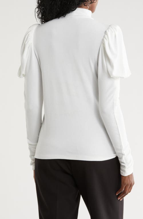Rebecca Taylor Drape Mock Neck Top In White
