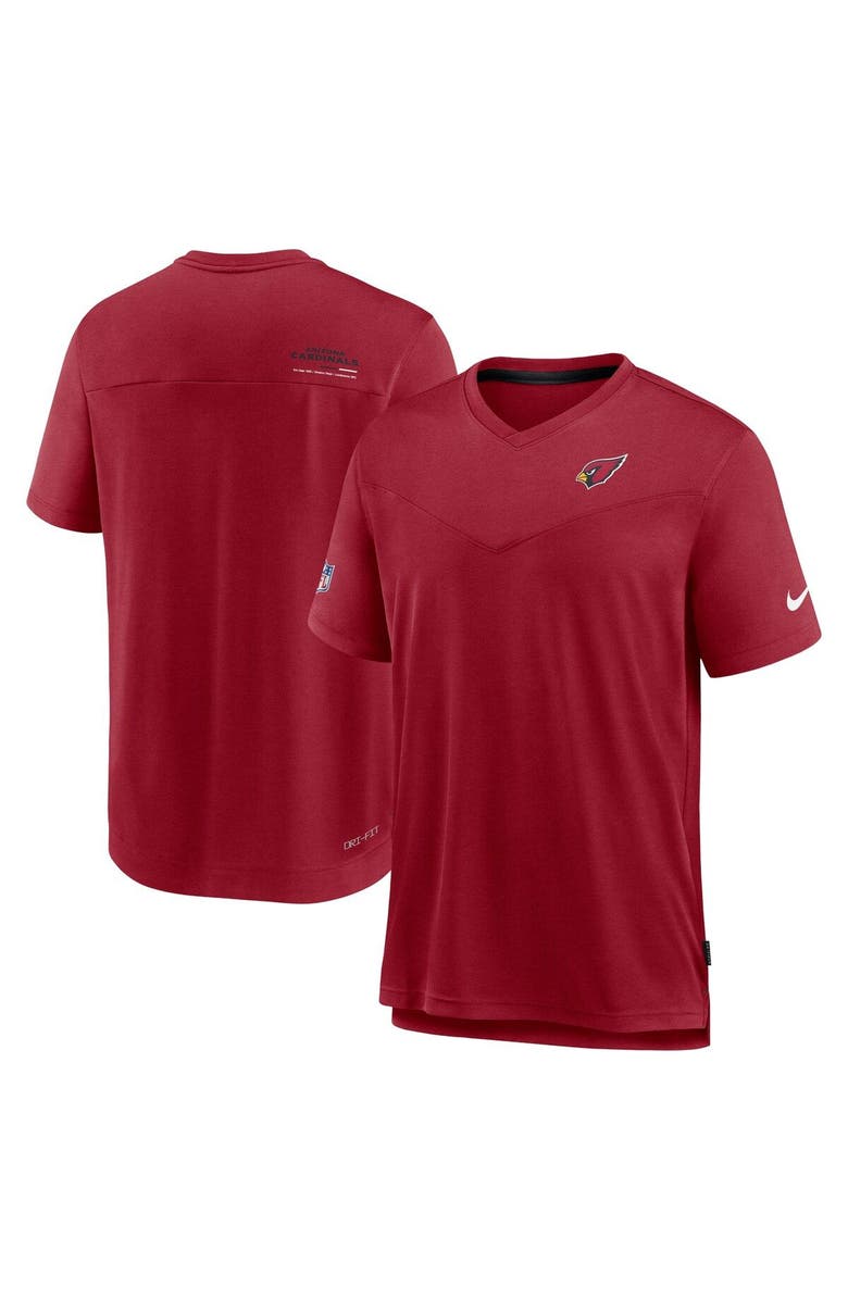 Nike Men's Nike Cardinal Arizona Cardinals Sideline Coach Chevron Lock Up Logo V-Neck Performance T-Shirt, Main, color, Cardinal