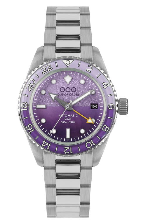 OUT OF ORDER Shaker Automatic GMT Ultra Brushed Bracelet Watch, 40mm in Dark Violet at Nordstrom