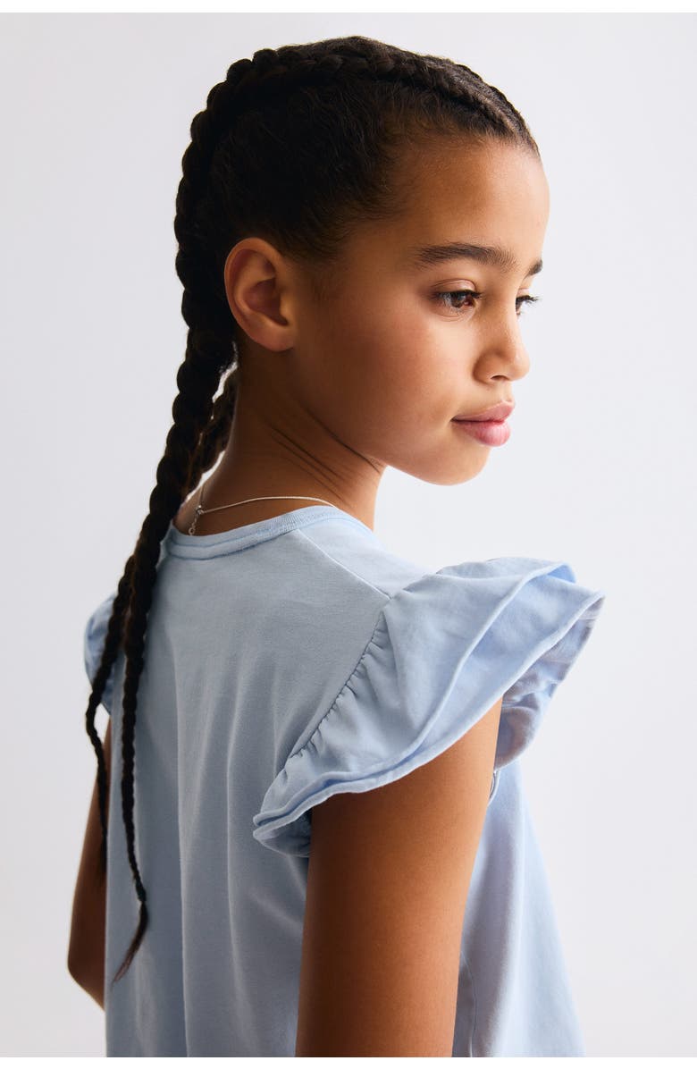 H&M Flutter-sleeved top, Alternate, color, Light Blue