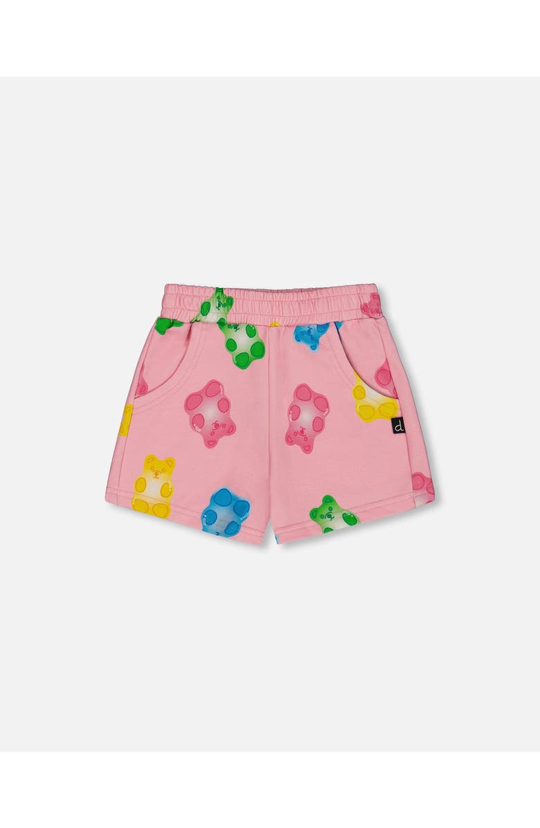 Deux par Deux Girl's Printed French Terry Short Pink Multicolored Gummies, Main, color,
