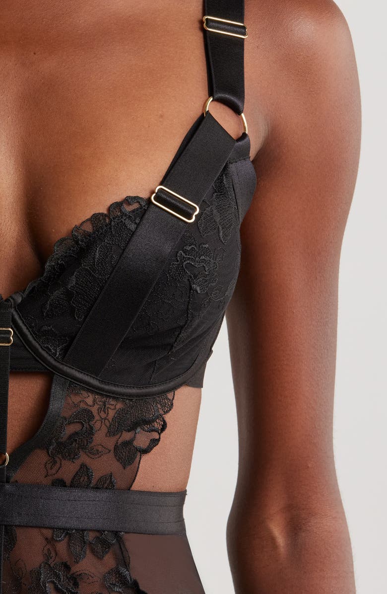 KILO BRAVA Lace Underwire Bodysuit, Alternate, color, Black