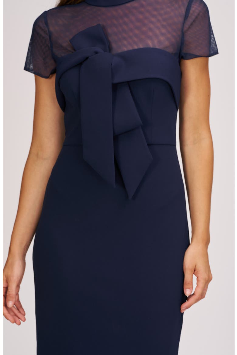 Roselle Bow Detail Cocktail Midi Dress, Alternate, color, NAVY