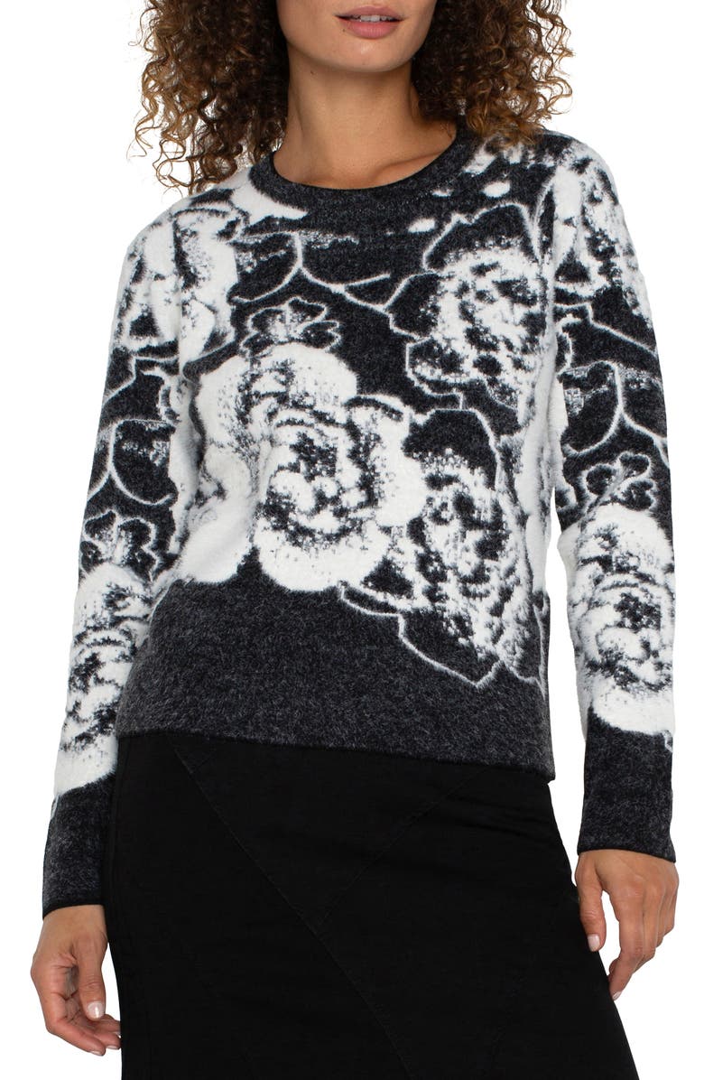 Liverpool Los Angeles Fuzzy Floral Sweater, Main, color, 