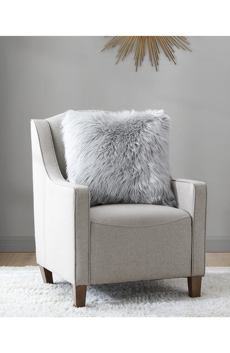 Juicy Couture Faux Fur Throw Pillow, Alternate, color, Grey