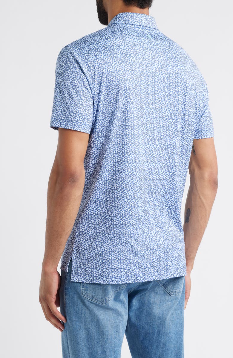 johnnie-O Four Leaf Clover Print Featherweight Performance Polo, Alternate, color, Lake