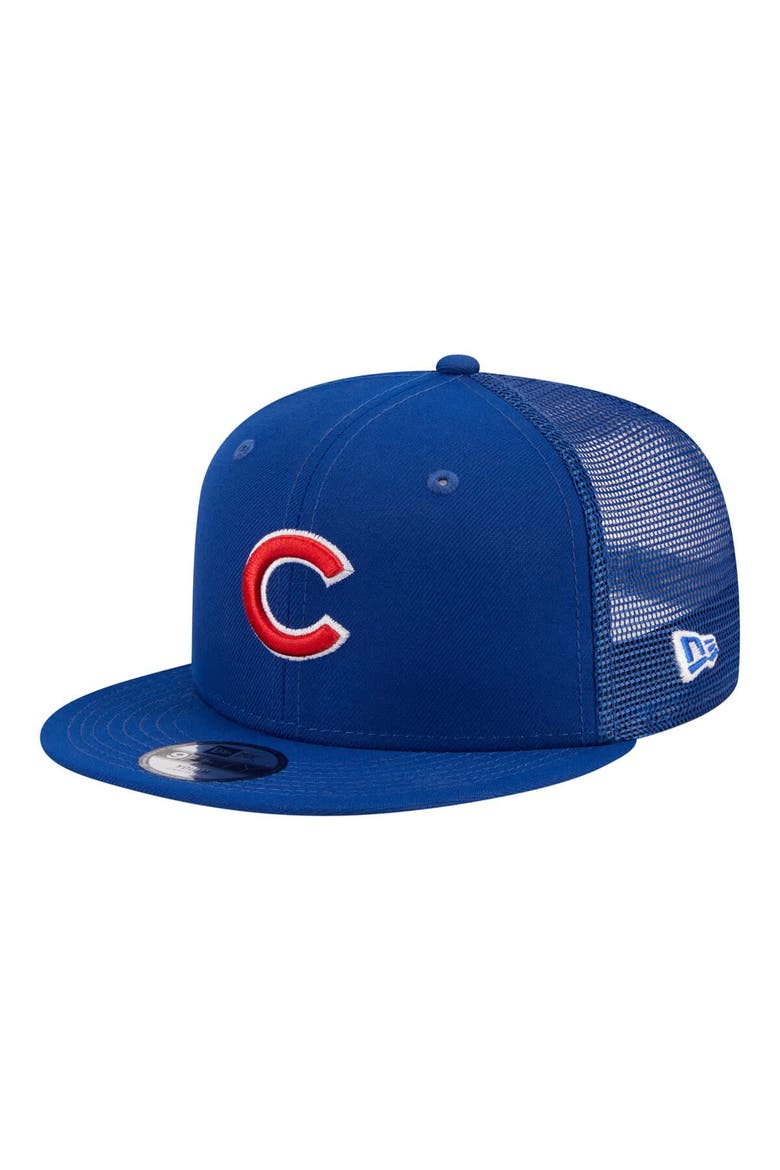 Youth New Era  Royal Chicago Cubs 9FIFTY Trucker Snapback Hat, Main, color, Royal