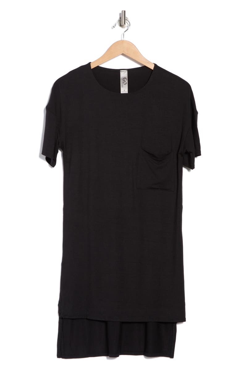 GO COUTURE Short Sleeve High-Low Tunic Top, Alternate, color, Black