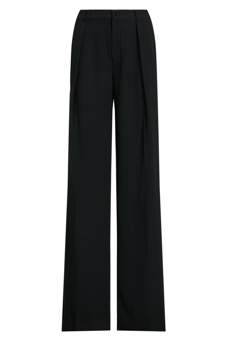 Double Faced Georgette Wide Leg Pants, Alternate, color, BLACK