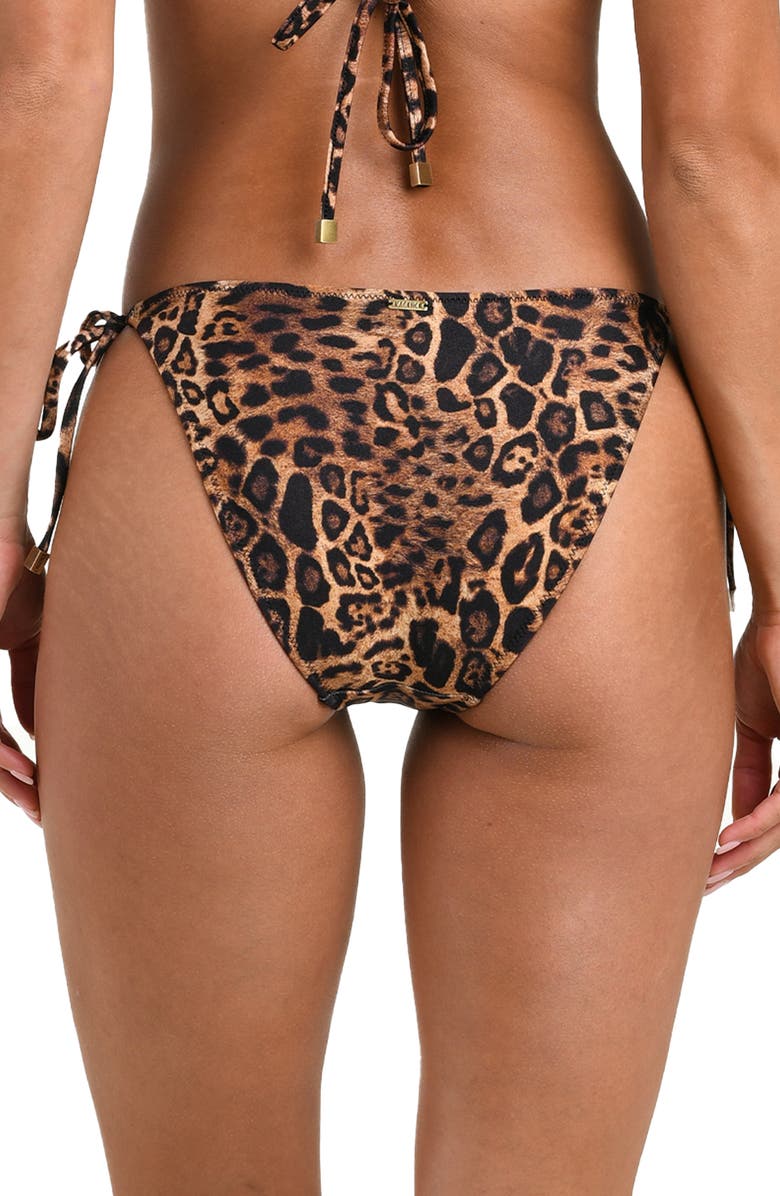 L'AGENCE Britt Leopard Side Tie Bikini Bottoms, Alternate, color, Natural