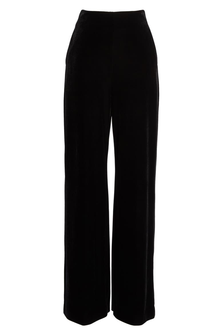 Wide Leg Velvet Trousers, Alternate, color, BLACK